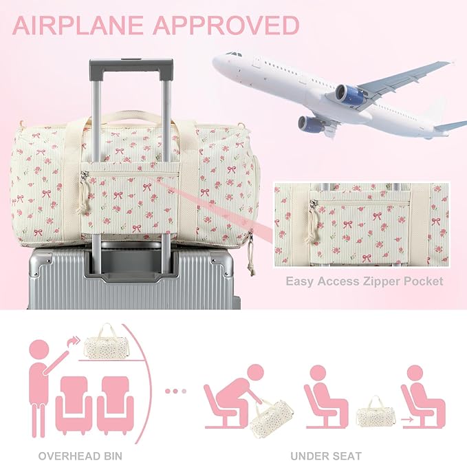 BTOOP Duffle Bag for Gym Sports Women Girls Workout Travel Bag Weekender with Shoe Compartment and Wet Pocket