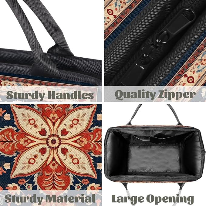 Travel Duffle Bag, Bohemian Print Floral Overnight Weekender Tote Bag for Women Men Waterproof Carry On Luggage with Zipper Lightweight Sport Gym Bag for Traveling Yoga Camping Traveling Gifts