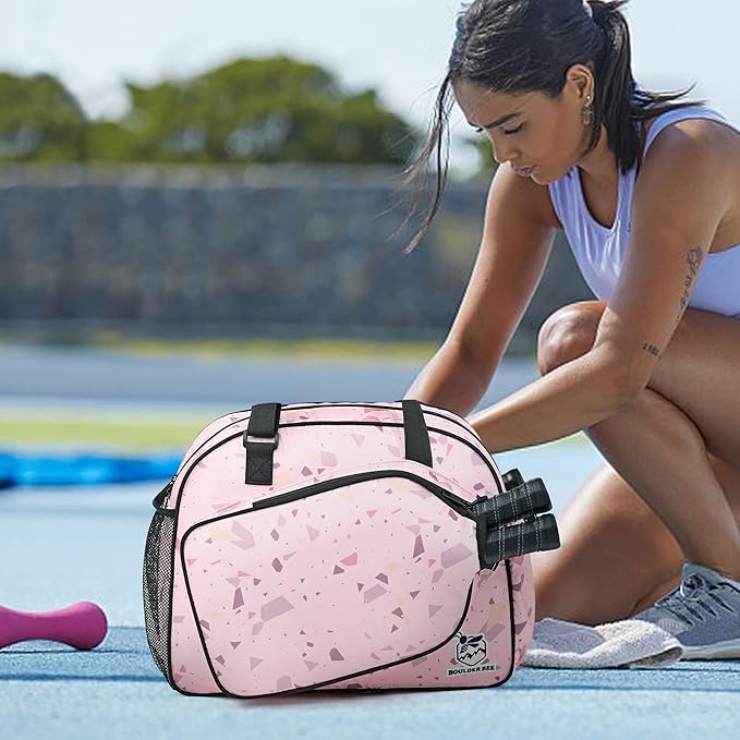 Boulder Bee Pickleball Bags, Premium Pickleball Tote Bag for Girls, Women’s Hand/Shoulder Gym Bag w Water Bottle Holder, with Pickleball Racquet/Paddle Holder