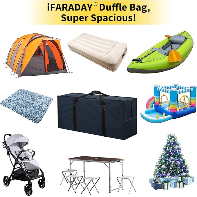 155L Oversized Duffle Bag - 42” Extra Large Heavy Duty Water Resistant Travel Bag for Camping Moving Storage (Navy Blue)