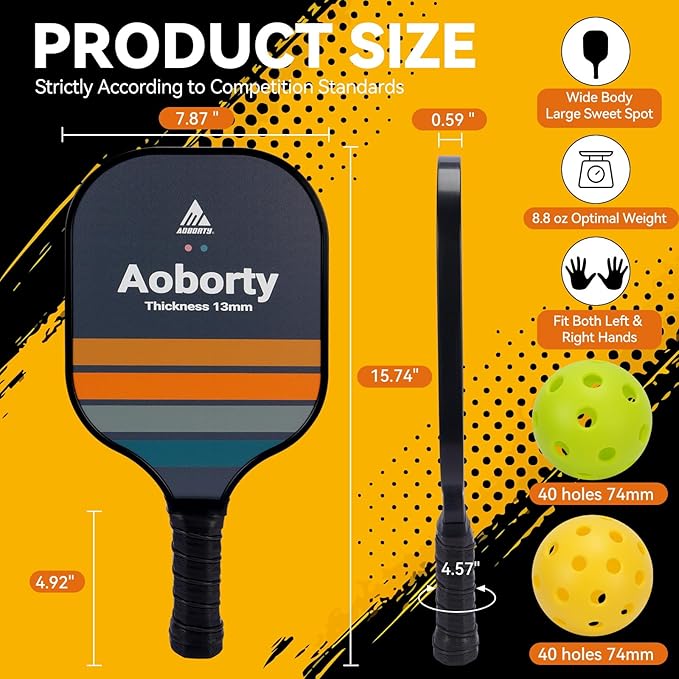 Pickleball Paddles 4 Pack - USAPA Light Graphite Premium Rackets Fiber Face & Polymer Honeycomb Core Pickleball Set with 4 Outdoor Indoor Balls Including Portable Carry Bag