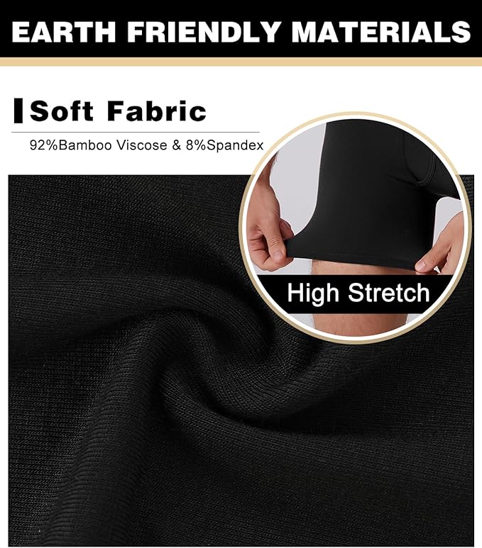 BAMBOO COOL Men's Ultra ComfortSoft Underwear, Moisture Wicking & Breathable No Ride Up Boxer Briefs with Fly, Multipack