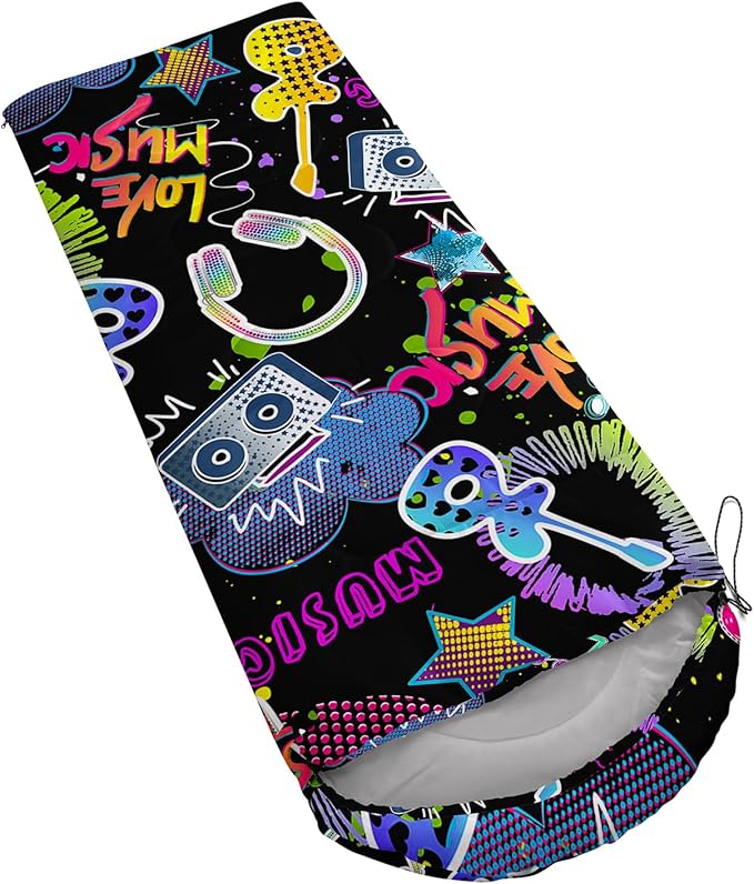 Galaxy Wolf Camping Sleeping Bags Warm & Cool Weather Waterproof Backpacking Blue Purple Starry Sky Sleeping Bag All Seasons Camping, for Adult Kids Boy Girls Camping Gear Equipment, Traveling