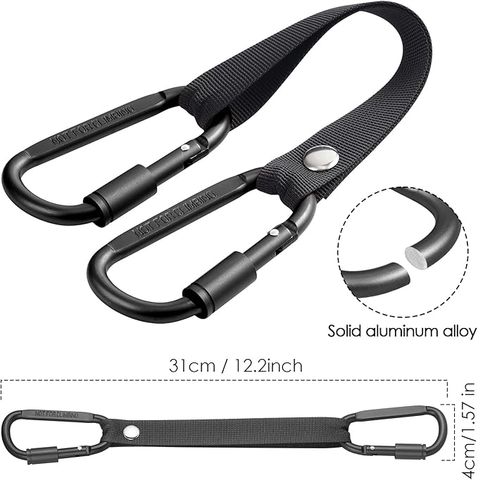 Bag Hook for Fence, Aluminum Alloy Carabiner Strap for Hanging Baseball Softball Pickleball Tennis Bags (Black 2)