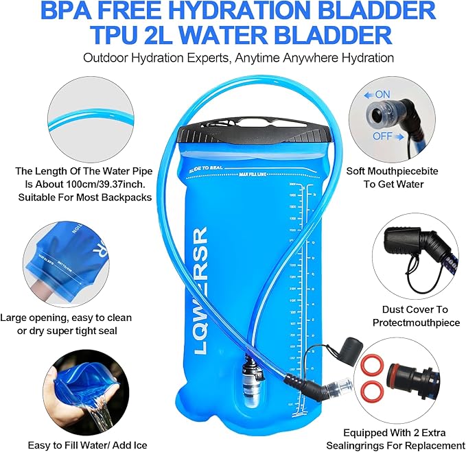 20L Hydration Backpack Pack with 2L Water Bladder Lightweight Hiking Backpack for Women Men, Adjustable Chest Straps Running Hydration Vest for Hiking, Cycling, Climbing