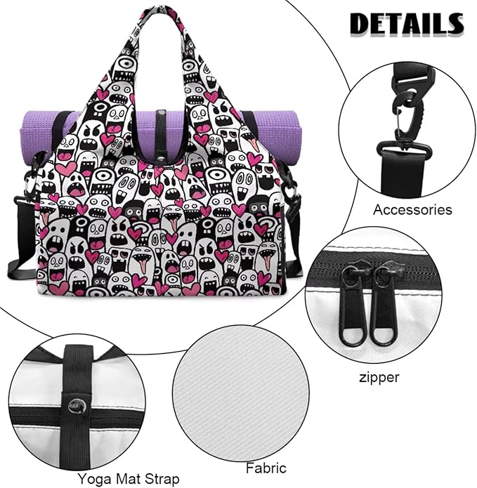ZCFYGDX Yoga Gym Bag with Removable Adjustable Shoulder Strap, Shoe Compartment & Top Yoga Mat Holder 17.72x8.66x9.84in