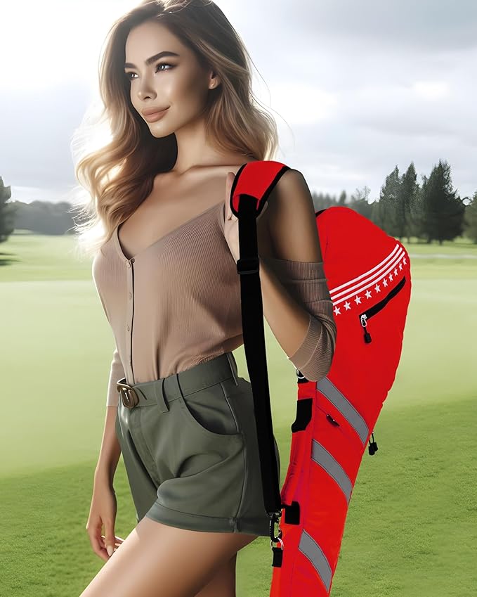 Big Teeth Golf Sunday Bag, Small Golf Bag Lightweight, Par 3 Golf Bag for A Few Clubs Driving Range, Practice with Carry Shoulder Strap Foldable Multi-Colour