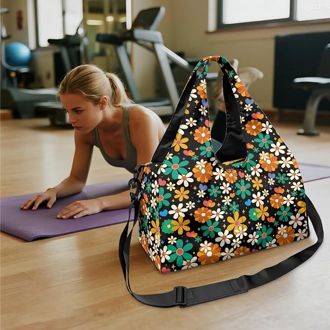 ZCFYGDX Yoga Gym Bag with Removable Adjustable Shoulder Strap, Shoe Compartment & Top Yoga Mat Holder 17.72x8.66x9.84in