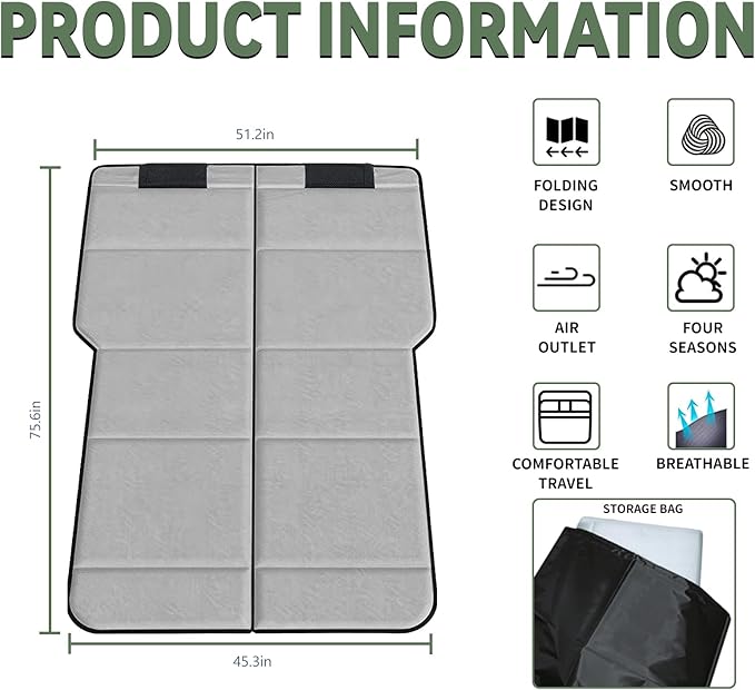 Non Inflatable Car Mattress for Kia Telluride, Car Camping Mattress, Upgraded Foldable Trunk Sleeping Pad with Storage Bag, Portable Design for Camping, Travel & Beach