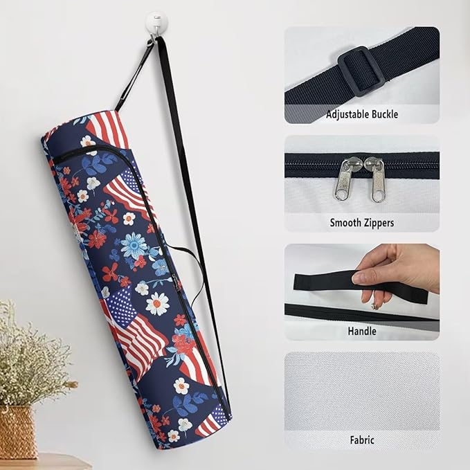 ZCFYGDX Yoga Mat Bag with Adjustable Shoulder Strap and Handle Zipper, 30in Wide x 6.3in Diameter for Yoga Mat Storage