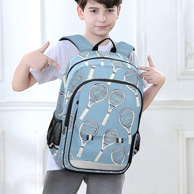 ALAZA Tennis Racket Blue Laptop Backpack Purse for Women Men School Bag 17 Inch Bookbag Student Boys Girls Travel Casual Daypack