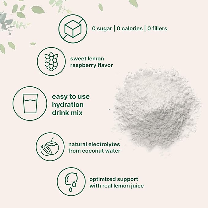 Micro Ingredients Hydration Electrolyte Powder, 1 lb (69 Servings) | Lemon Raspberry Flavor | High Potassium (1,000mg) + Coconut Water & Real Lemon Juice | No Sugar, Keto Friendly | Non-GMO