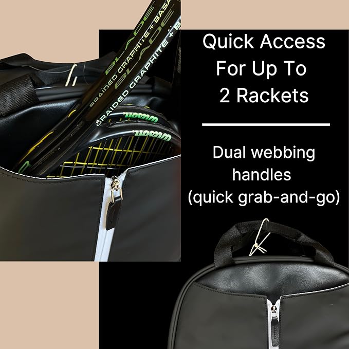 AYRES Tennis Backpack - Spacious Womens Tennis, Padel & Pickleball Bag | Quick-Access Racket Compartment (Fits 2) | Designer Tennis Bag, Water-Resistant & Easy To Clean, Makeup Pouch Included