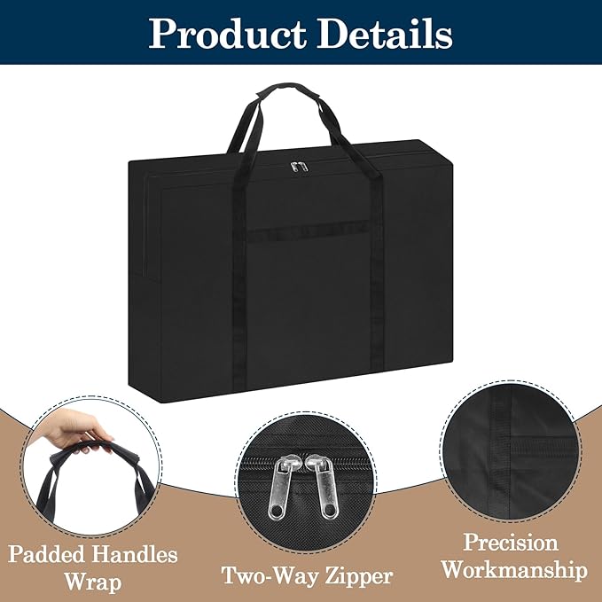 Klmnop Folding Wagon Cart Storage Bag, Water Resistant 32 Inch Cover for Outdoor Camping Garden Cart, 600D Heavy Duty Dustproof Protective Zipper Bag for Garden Carts and Strollers(Black)