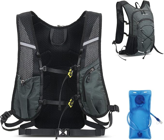 YAPJEB Hiking Hydration Vest Backpack 18L Lightweight with 2L Water Pack Bladder Daypack for Men Women Cycling, Running, Hiking and Biking (03 Grey 18L + 2L Bladder)