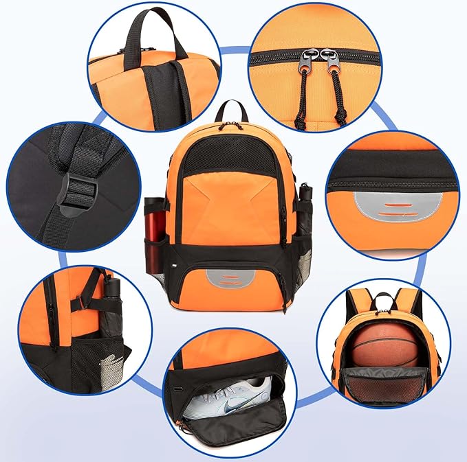 Basketball Bag Backpack, Large Capacity Sports Equipment Bags for Basketball, Soccer, and Volleyball.