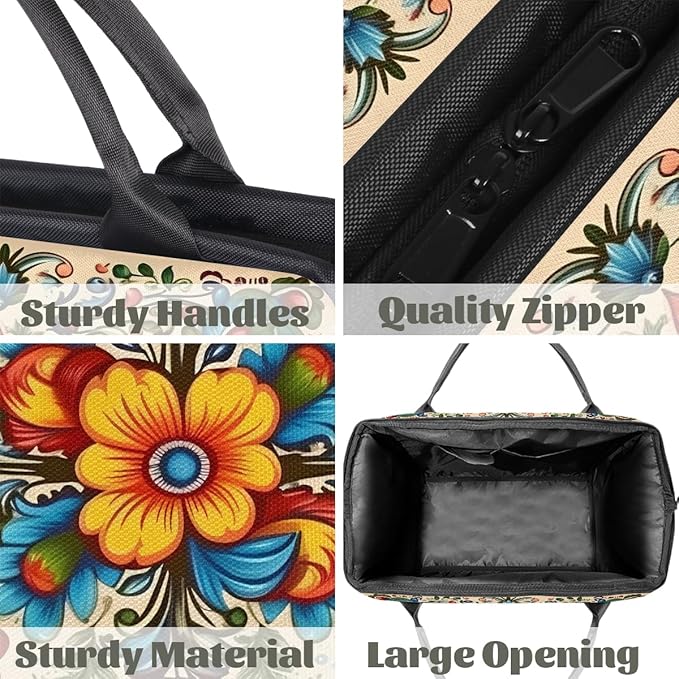 Travel Duffle Bag, Ethnic Floral Mandala Flower Overnight Weekender Tote Bag for Women Men Waterproof Carry On Luggage with Zipper Lightweight Sport Gym Bag for Traveling Yoga Camping Traveling Gifts