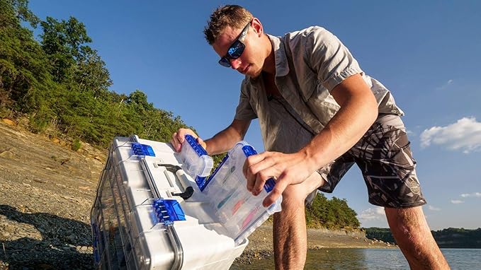 Flambeau Outdoors 4000WPBC Tackle Box - HD Waterproof Tackle Satchel System, 2 Removable Waterproof Tuff Tainers, Floating Satchel, Fishing Tackle & Gear Storage, Zerust Anti-Rust Dividers, Gray/Clear