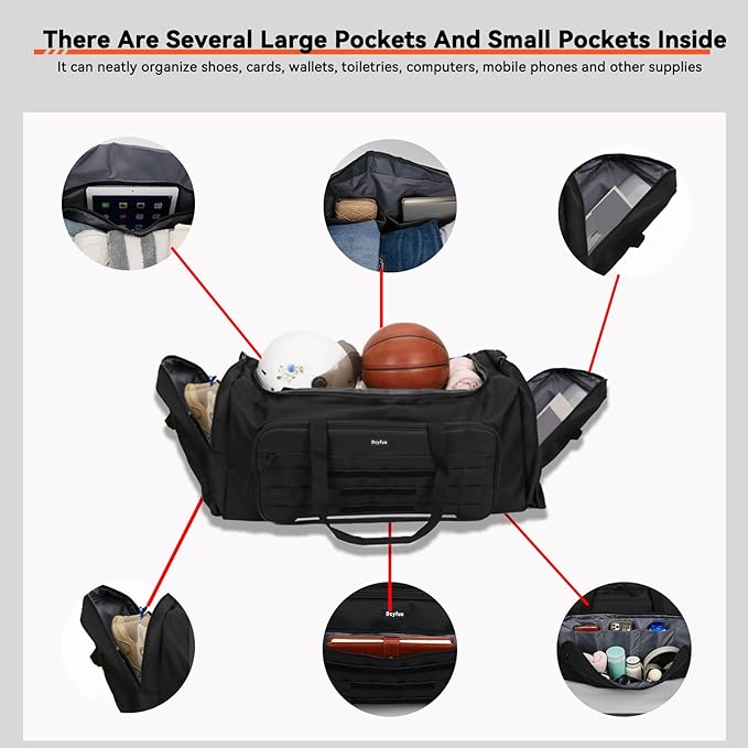 145L Extra Large Duffle Bag, 38"Heavy Duty Duffle Bag, Large Duffle Bag for Travel, Gym Duffle Bag for Men, Large Sports Duffle Bag, Baseball Duffel Bag with Shoulder Strap (Black)