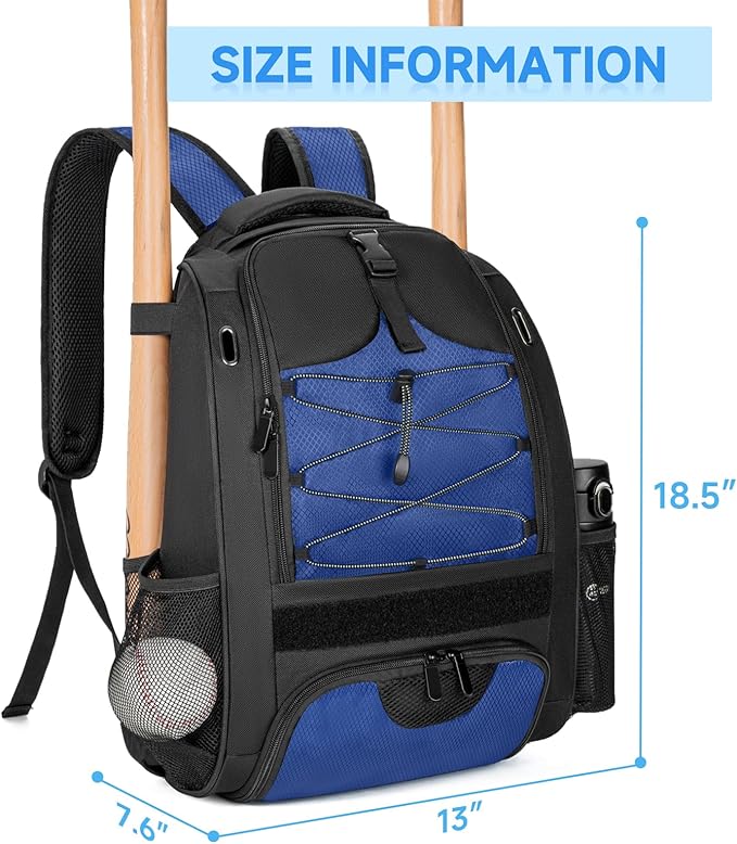 ANILD 30L Youth Baseball Backpack, Bat Backpack for Baseball with Separate Shoes Compartment, Baseball Equipment Bag with Fence Hook, Suitable for Baseball, T-Ball, Softball and More