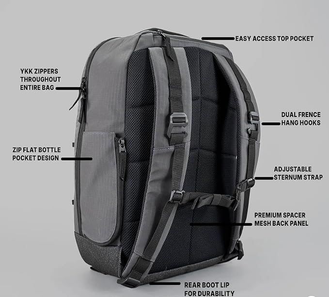 Court Ranger Pickleball Bag – Premium Upright Bag for Paddles, Pickleballs, Metal Fence Hooks, Room For Shoes, Ripstop Waterproof Fabric, 25L Capacity