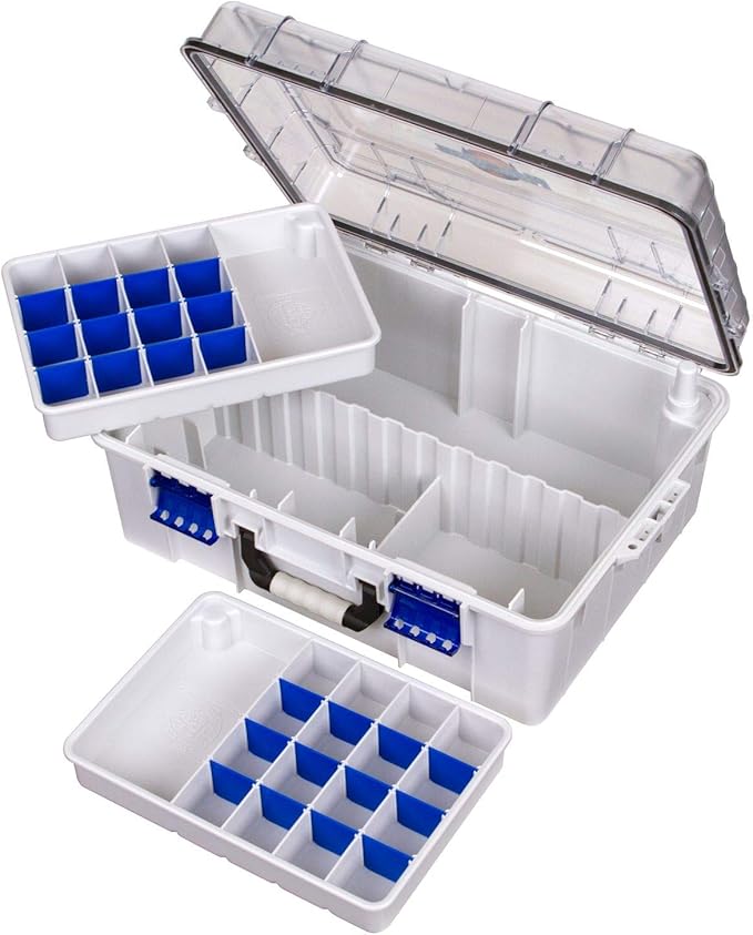 Flambeau Outdoors 4000WPNC Waterproof Satchel 4000, Portable Waterproof Tackle Box with Trays, Gray/Clear (18.71" L x 13.58" W x 7.58" D)