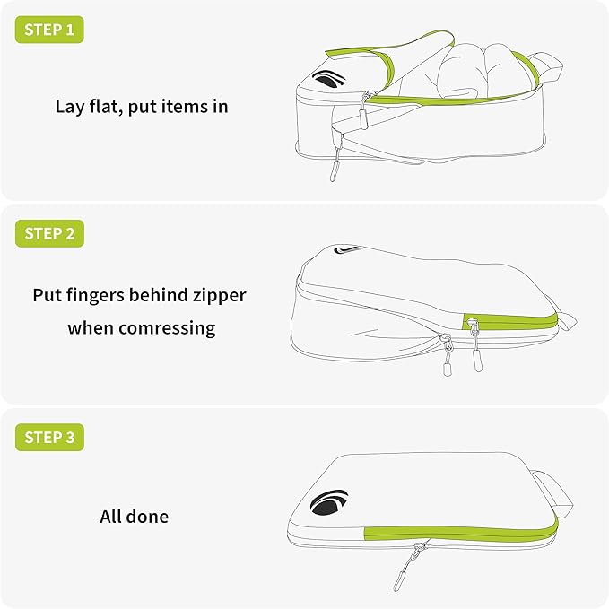 Cipway Compression Packing Cubes Set, Ultralight Expandable Travel Packing Organizers for Carry on Luggage (White 6pcs)