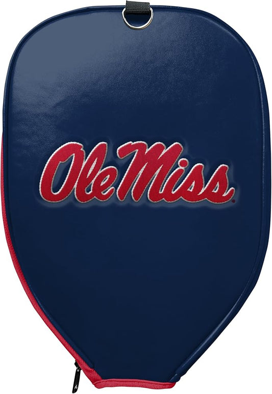 Officially Licensed Collegiate Pickleball Paddle Cover - Lightweight PU Leather Material - Durable Foam Interior Protection with Zippered Closure - Fits Most Paddles on the Market