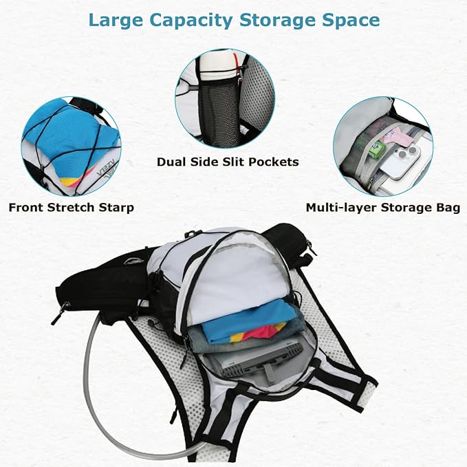 YAPJEB Lightweight Hydration Pack Backpack Vest, Optional 1.5L 2L BPA Free Water Bladder - Leakproof Breathable for Men Women Running Hiking Cycling Marathon