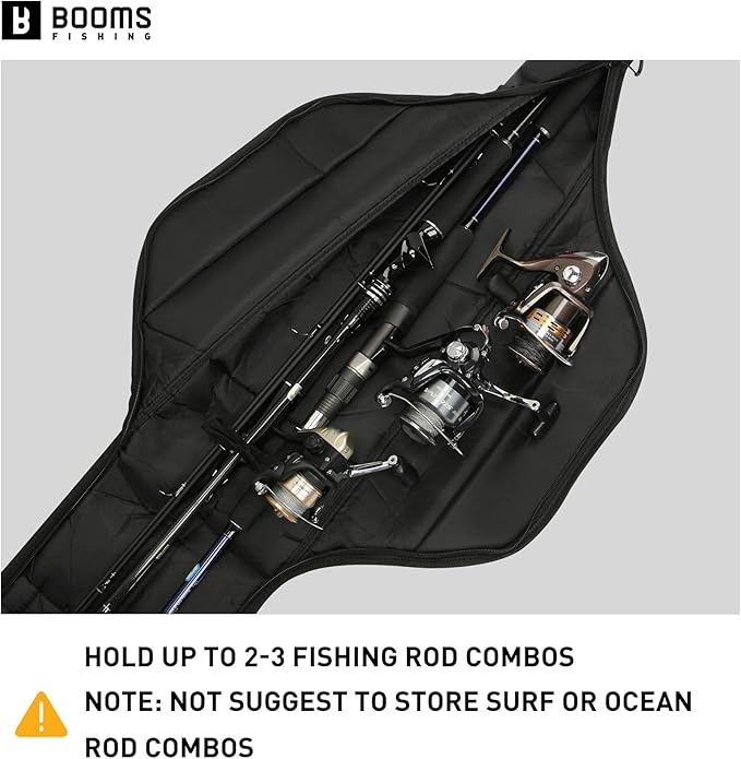 Booms Fishing PB4 5.4ft~6ft Fishing Rod and Reel Case, Portable Folded Fishing Pole Case, 0.6ft Extended Design Fishing Spinning Rod Bag, Fit for 2~3 Fishing Poles with Reels, 64"~72"