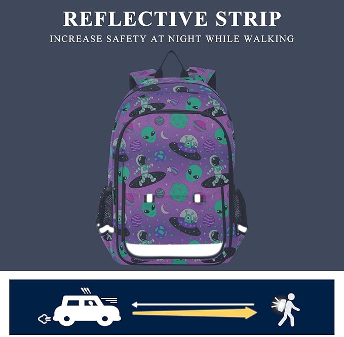 Cute Astronauts Alien Space Laptop Backpack Purse for Women Men School Bag 17 Inch Bookbag Student Boys Girls Travel Casual Daypack