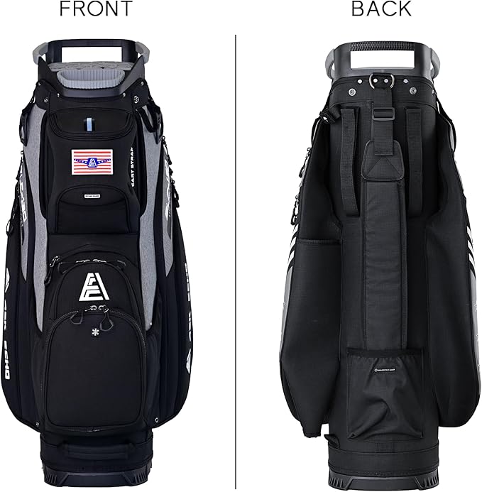 ASK ECHO SLC-130 Golf Cart Bag with 15 Way Full Length Dividers Top, Premium Quiet Golf Cart Bag with Rain Cover for Men