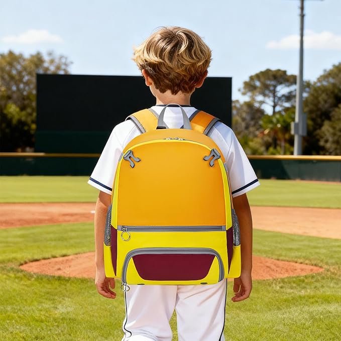 2025 Youth Baseball & Softball Bag | Ultra-Light Tball Backpack with Shoe Compartment & Helmet Holder | Skin-Soft Fabric