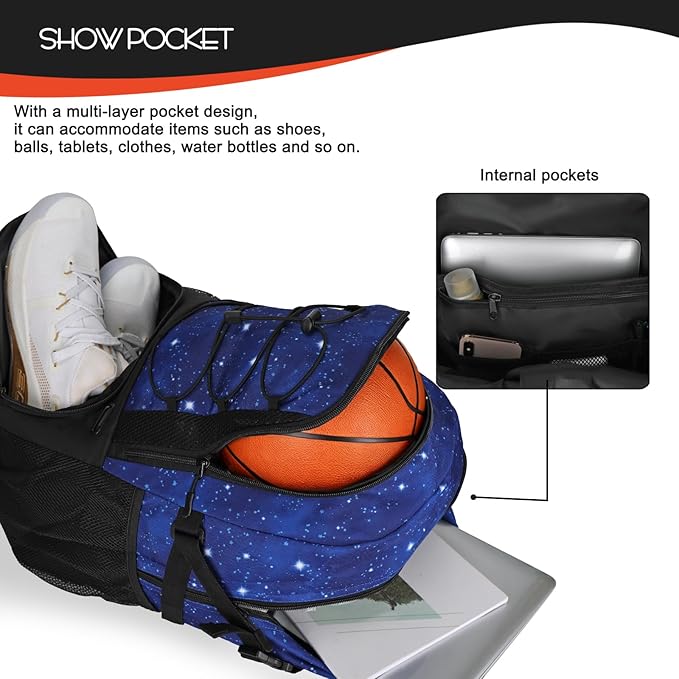 Goloni Basketball Backpack,Large Sports Bag with Ball Compartment & Shoe Compartment,Basketball Bag Fit Volleyball, soccer,Gym