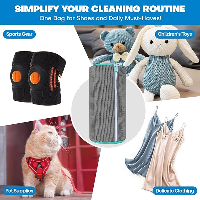 Shoe Washing Machine Bag: Laundry Shoe Bag for Washer and Dryer - 2pc Reusable Shoe Cleaning Bag for Sneaker Tennis Shoes Unstain Cleaner Kit (Gray 2pcs)