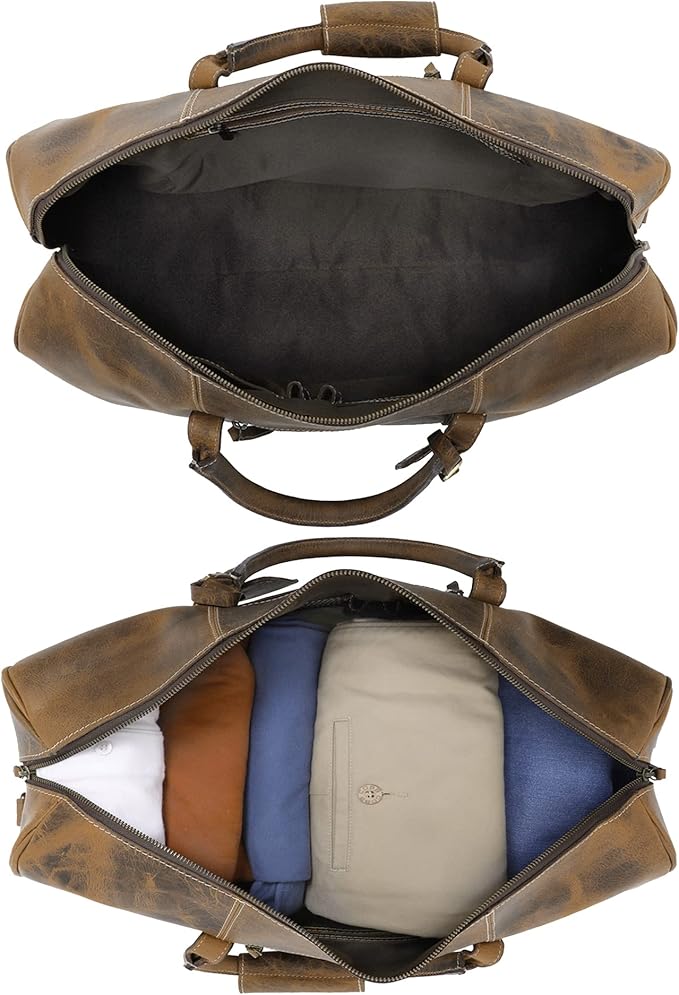 Handmade Leather Travel Duffel Bag - Airplane Underseat Carry On Bags by Rustic Town