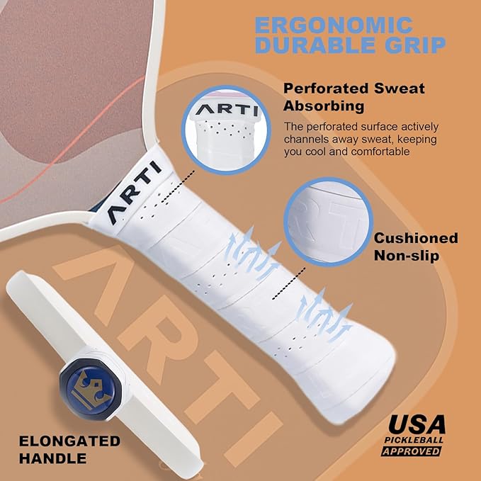 ARTI Pickleball Paddles Set of 2-USAPA Approved Fiberglass Surface Pickleball Set,2 Pickleball Rackets, 4 Balls and 1 Portable Carry Bag
