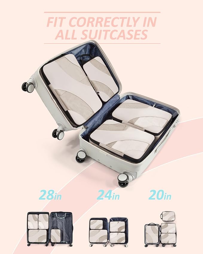 BAGSMART Compression Packing Cubes, 6 Set/4 Set/2 Set Travel Packing Cubes for Carry on Suitcases, Compression Suitcase Organizers Bag Set & Travel Cubes for Luggage, Lightweight Packing Organizers