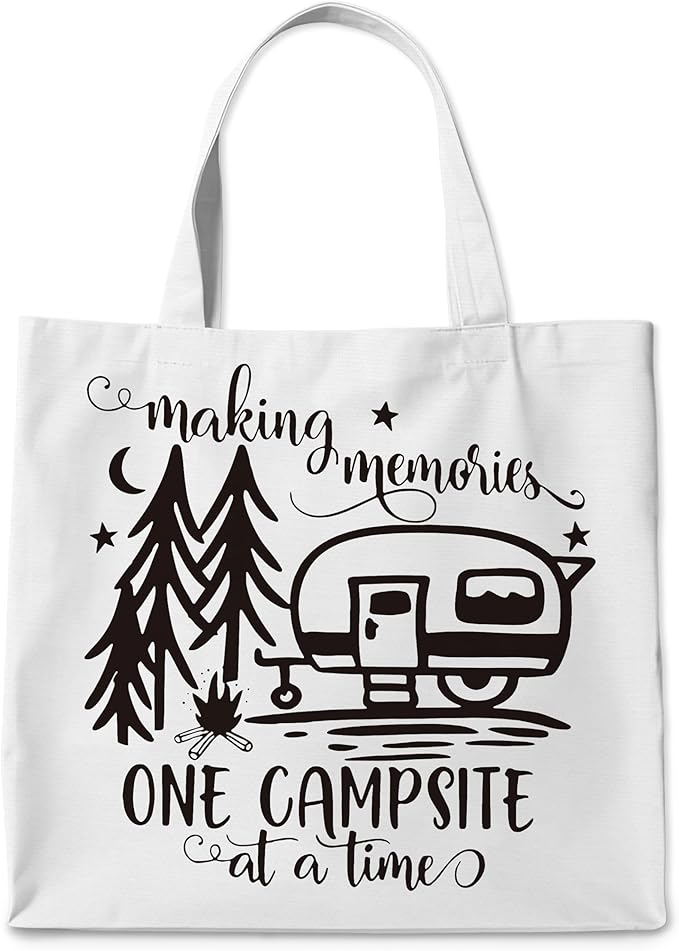 WAlTPl Camping Tote Bag, Camping Gifts for Women Men，RV Camper Travel Canvas Tote Bag, Reusable Grocery Cloth Bags