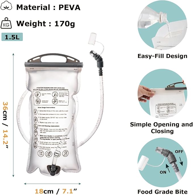 YAPJEB Lightweight Hydration Pack Backpack Vest, Optional 1.5L 2L BPA Free Water Bladder - Leakproof Breathable for Men Women Running Hiking Cycling Marathon