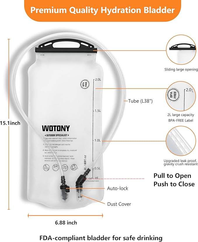 wotony Hydration Backpack with Water Bladder for Hiking Tactical Hydration Pack for Men Women Molle Water Backpack for Hiking