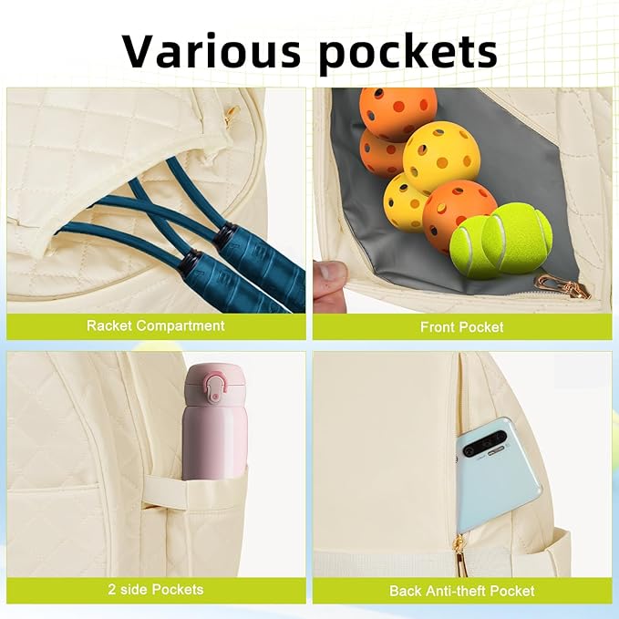 YEEGO DIRECT Tennis Bags for Women, Tennis Backpack Pickleball Racket Bags,Waterproof Sling Tote Padel Bag for Pickleball Tennis Badminton, Cute Gifts for Women Girl Kids, Duffle Bag for Gym Travel