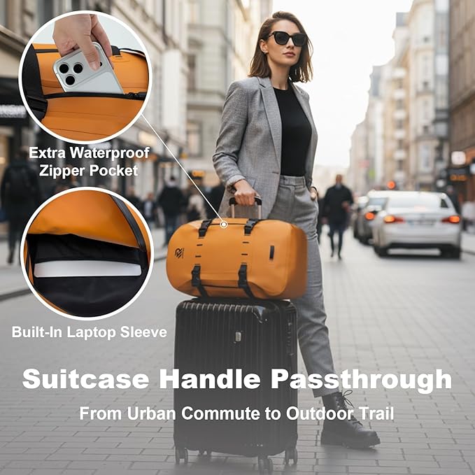 Airtight Waterproof Backpack 30L, Floating Dry Bag with Resin Zipper, IPX7 Gear Protection Large Capacity for Men, Kayaking, Paddle Boarding, Fishing, Travel, Surfing, Work, Outdoor Orange