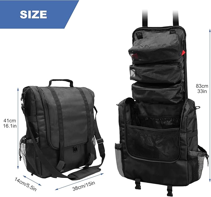 Hanging Camping Kitchen Organizer, Large Capacity Portable Storage Bag with Multi-Pockets, Water-Resistant Oxford Fabric for Outdoor Cooking, BBQ, Car Travel (Black)