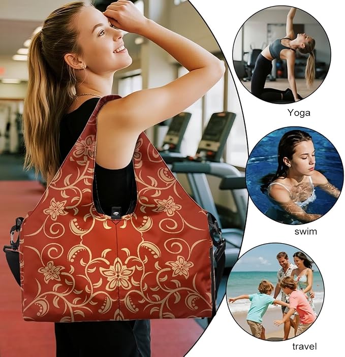 ZCFYGDX Yoga Gym Bag with Removable Adjustable Shoulder Strap, Shoe Compartment & Top Yoga Mat Holder 17.72x8.66x9.84in