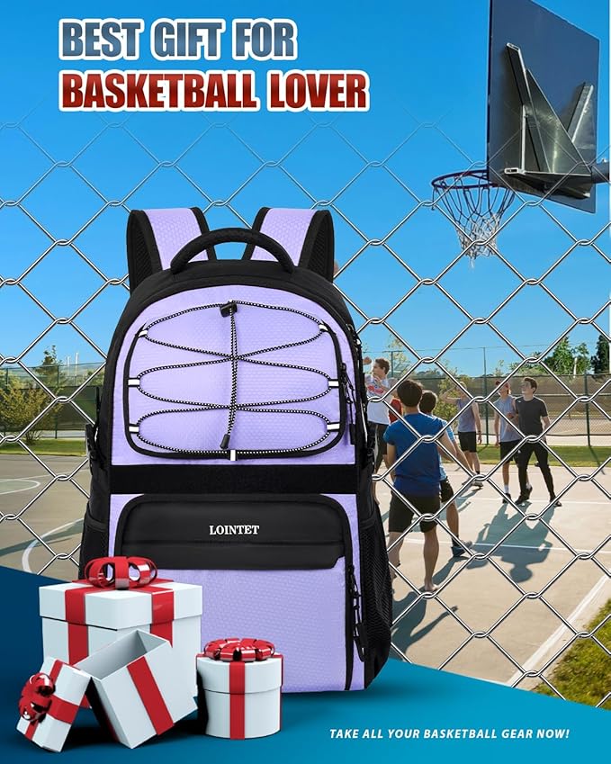 Basketball Bag Backpack with Ball Holder Shoes Compartment, Large Basketball Accessories Sports Bag
