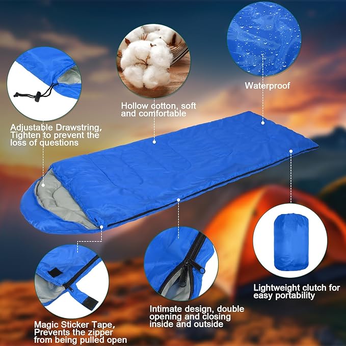 Tudomro 16 Pack Winter Camping Sleeping Bags Bulk for Homeless Adults Cold Weather Lightweight Waterproof Compact Backpacking Sleeping Bag Gifts for Travel Hiking Christmas