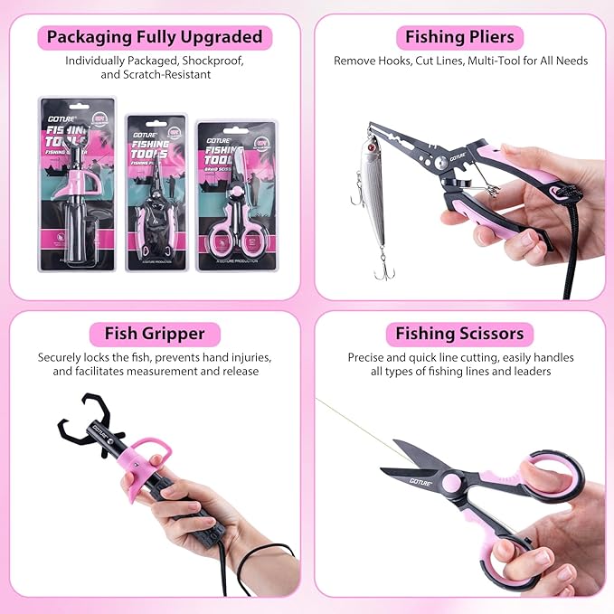 Goture Pink Fishing Rod and Reel Combo - ML Action Spinning Reel Pole with Shimmering Pink Sling Bag - 8FT Telescopic Rod Kit for Starter Travel Saltwater Freshwater