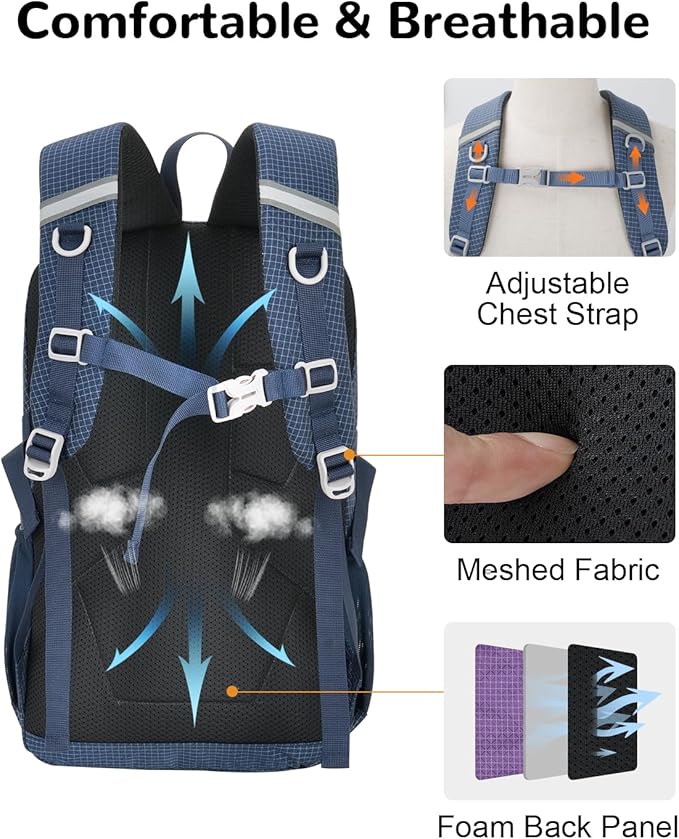 20L Small Waterproof Hiking Backpack Men Women, Lightweight Small Travel Backpack for Outdoor, Blue