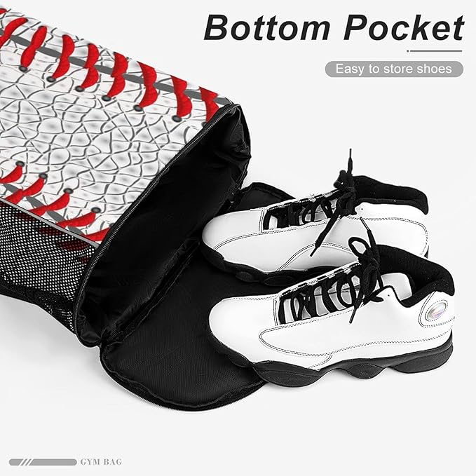 Baseball Drawstring Backpack Gym Bag With Shoe Compartment String Bag Sport Beach Swimming Sackpack For Women Men